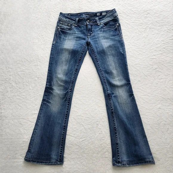 Miss Me Boot / Kick Flare Ankle Jeans With Studs & Contrast Stitching, Size 28 - Picture 6 of 16